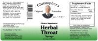 Dr Christophers Herbal Throat Syrup Supplement Facts