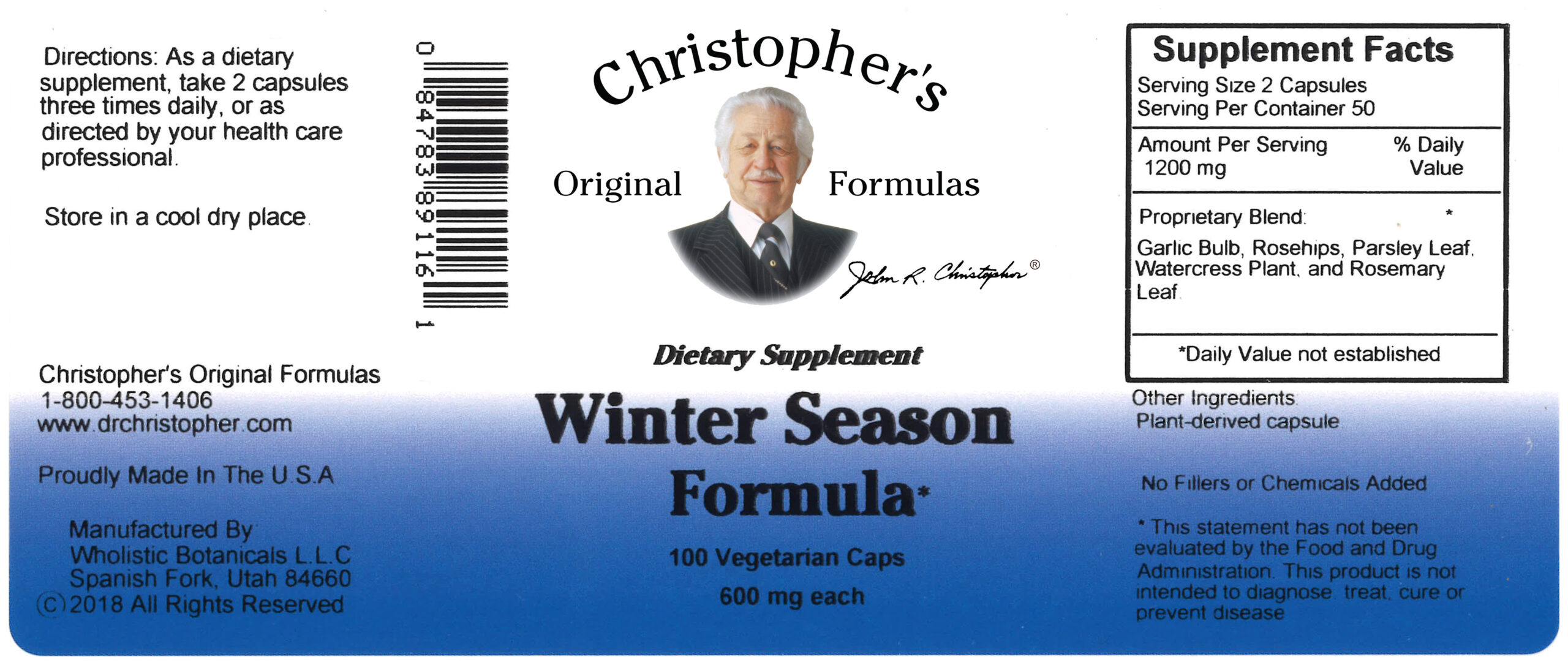 Dr Christophers Winter Season Supplement Facts
