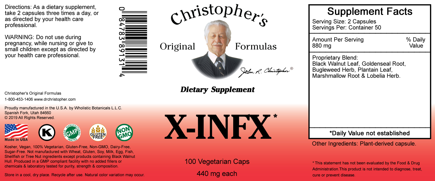 X INFX Supplement Facts 100 Capsules