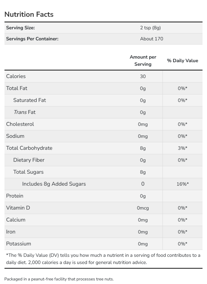 fructose supplement facts
