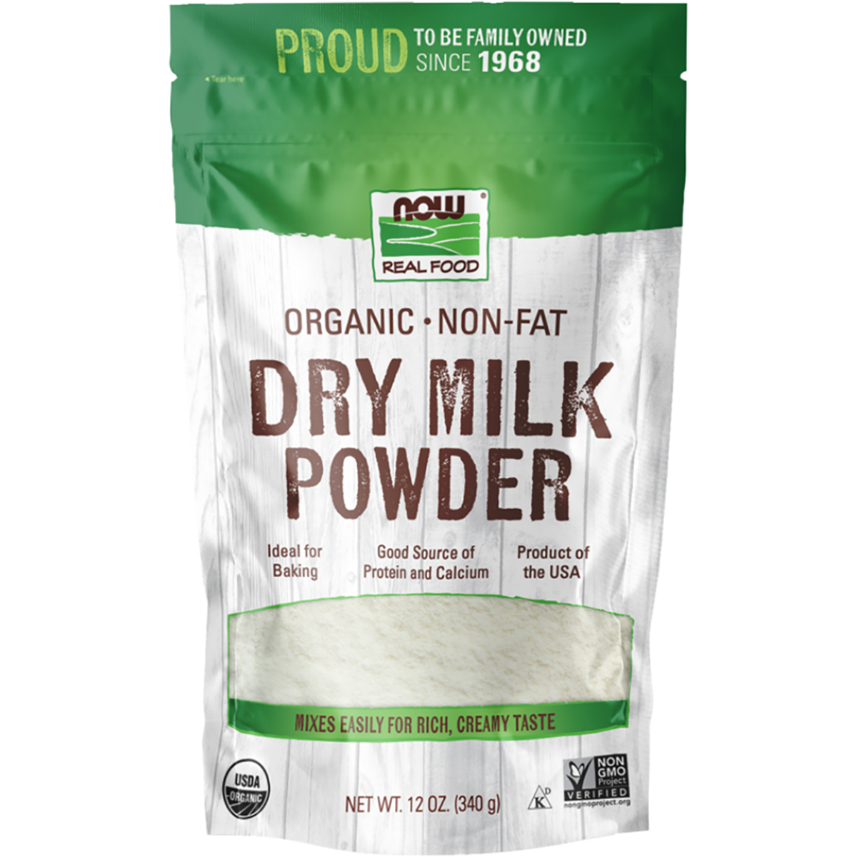 now foods dry milk powder 12 oz