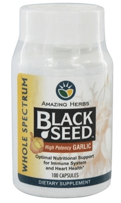 Black Seed with Garlic, 100 Vegi Capsules, Amazing Herbs