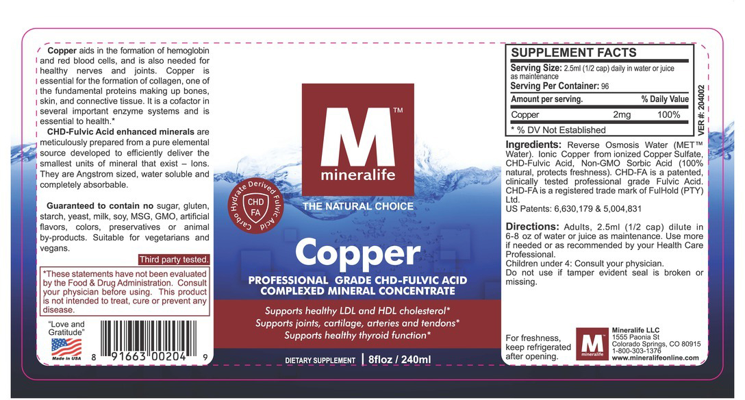 mineralife copper supplement facts