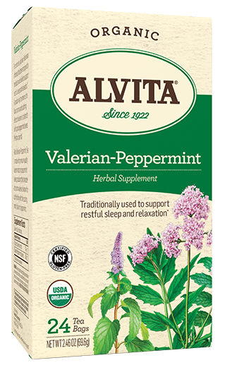 Valerian Mint ( Peppermint ) Tea Bags, Caffeine Free, 24 Bags, 1.69 oz (48 g), Alvita Teas